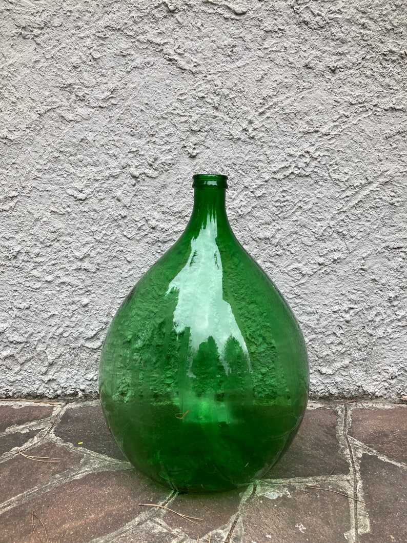 Demijohn 54 liter glass vase green Italian large decor design Vintage wine bottle 54l XXL outdoor decoration image 5