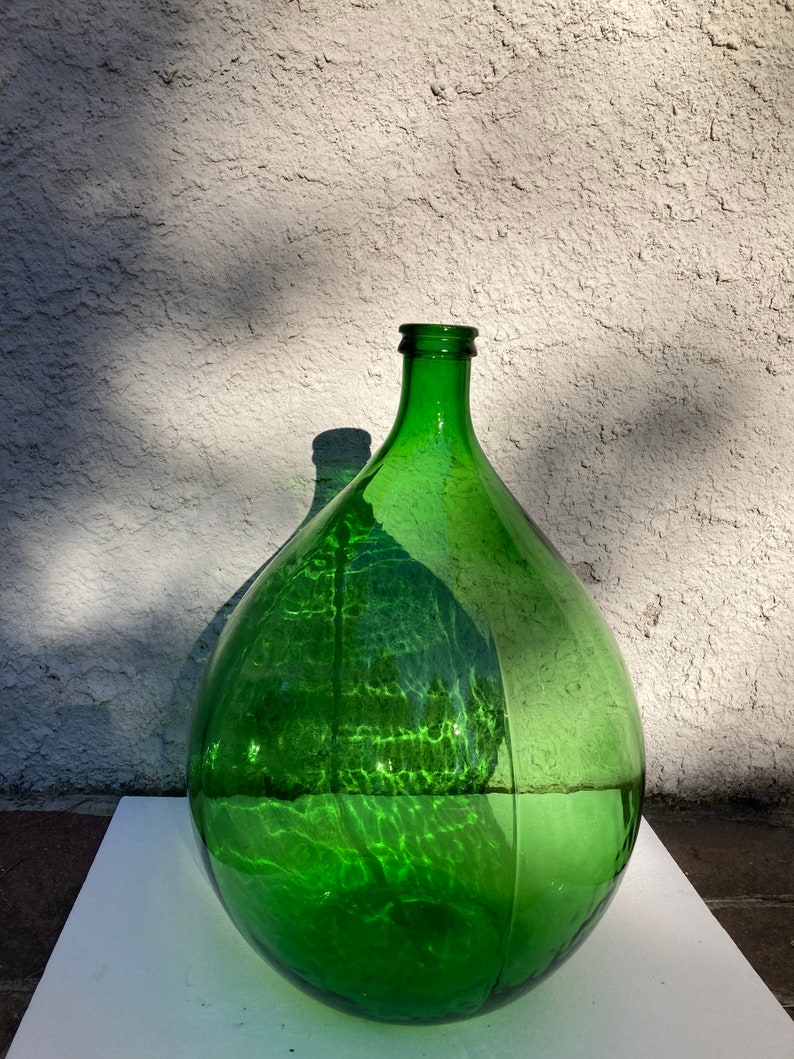 Demijohn 54 liter glass vase green Italian large decor design Vintage wine bottle 54l XXL outdoor decoration image 4
