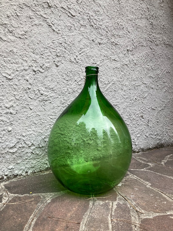 Damigiana 54 litri vaso di vetro verde italiana grande arredamento design  Bottiglia di vino vintage 54l XXL decorazione esterna -  Italia