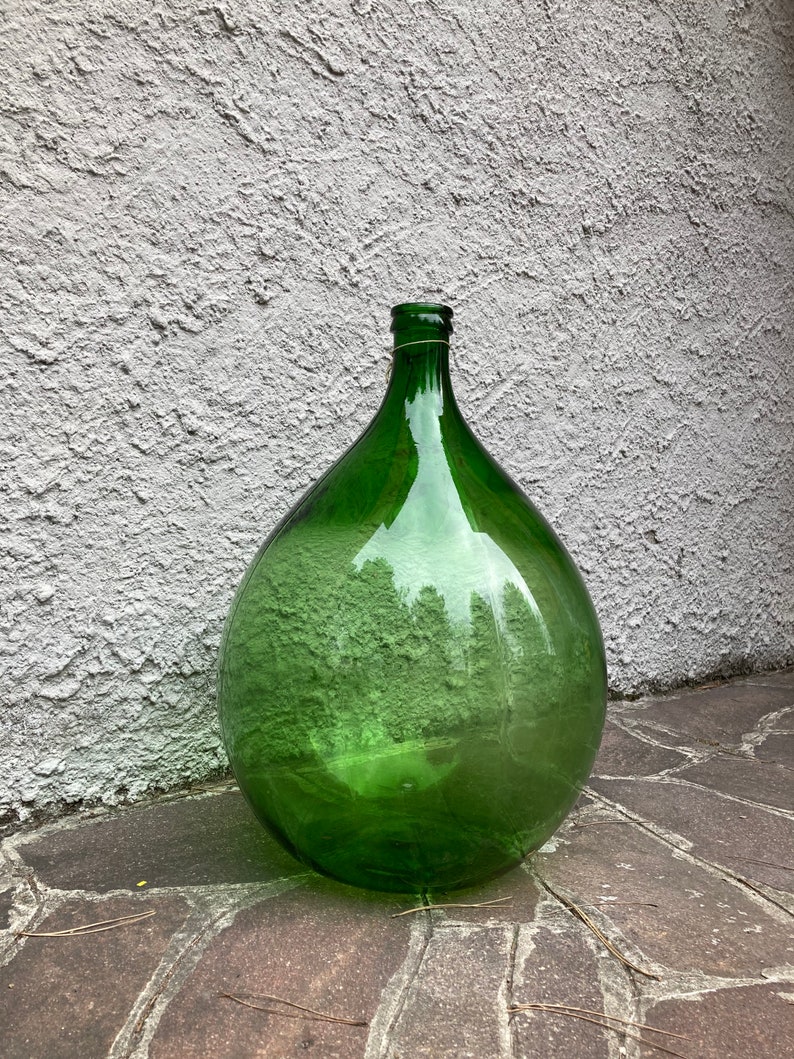 Demijohn 54 liter glass vase green Italian large decor design Vintage wine bottle 54l XXL outdoor decoration image 6