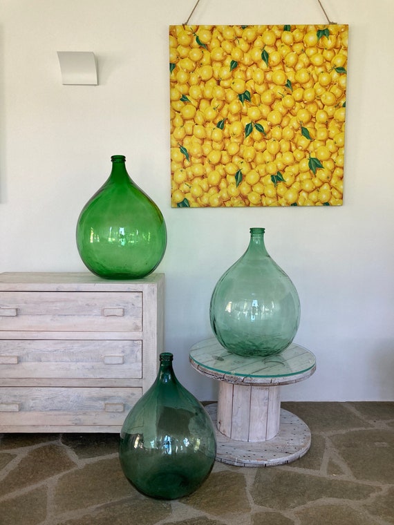 Demijohn 54 Liter Glass Jar - Green - Italian - Large - Decor