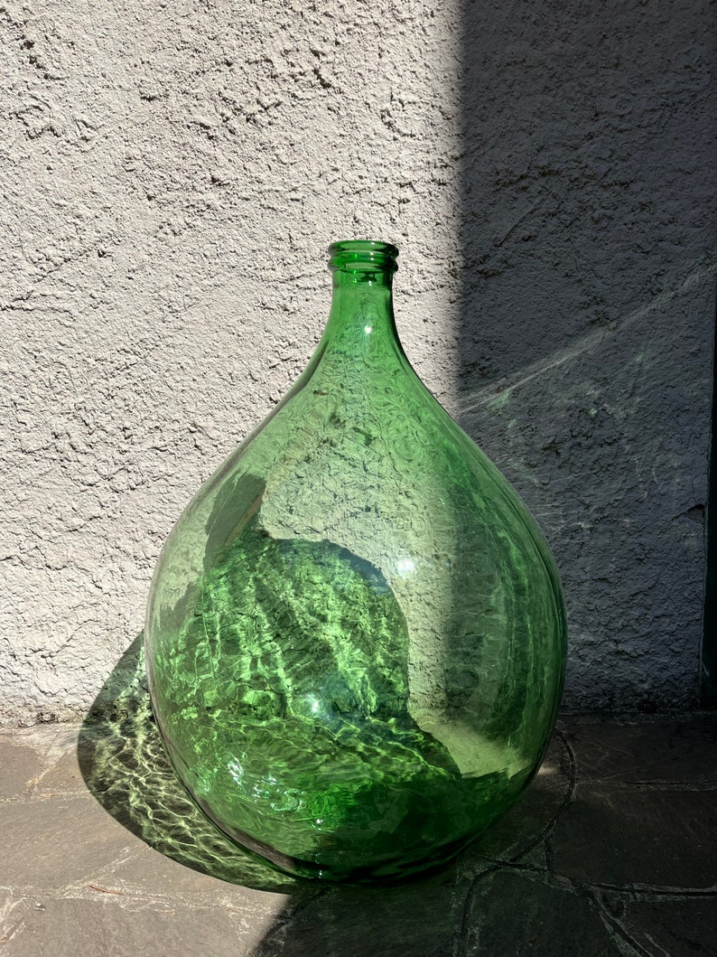 Dame-jeanne 54 litres italien vase en verre vert clair 66cm dame-jeanne XXL décoration bouteille de vin vintage dame-jeanne image 2