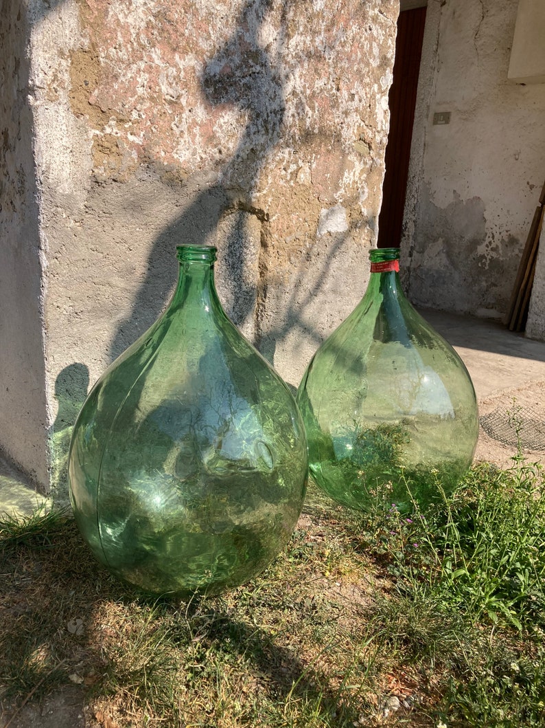 Korbflaschen 54 Liter italienisch hellgrüne Glasvase 66 cm Korbflaschen XXL Vintage Weinflasche Dekoration Korbflasche Bild 6