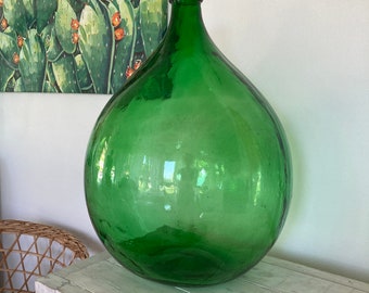 Demijohn 54 liter glass vase - green - Italian - large - decor - design - Vintage wine bottle 54l XXL outdoor decoration