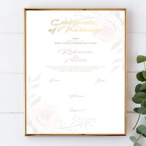 Heiratsurkunde, Grüne und goldene Hochzeitsurkunde, Andenken, bearbeitbar, druckbar, personalisierte Vorlage, digitaler Download