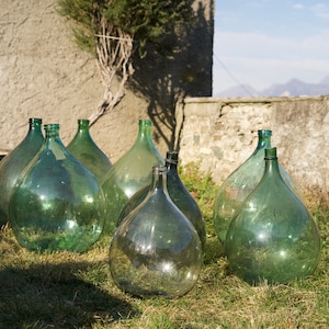 54 liter vintage XXL demijohns - transparent blue green floor vases - demijohn - Italian glass vase - wine bottle decoration