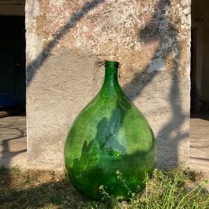 Demijohn 54 liter glass vase green Italian large decor design Vintage wine bottle 54l XXL outdoor decoration image 3