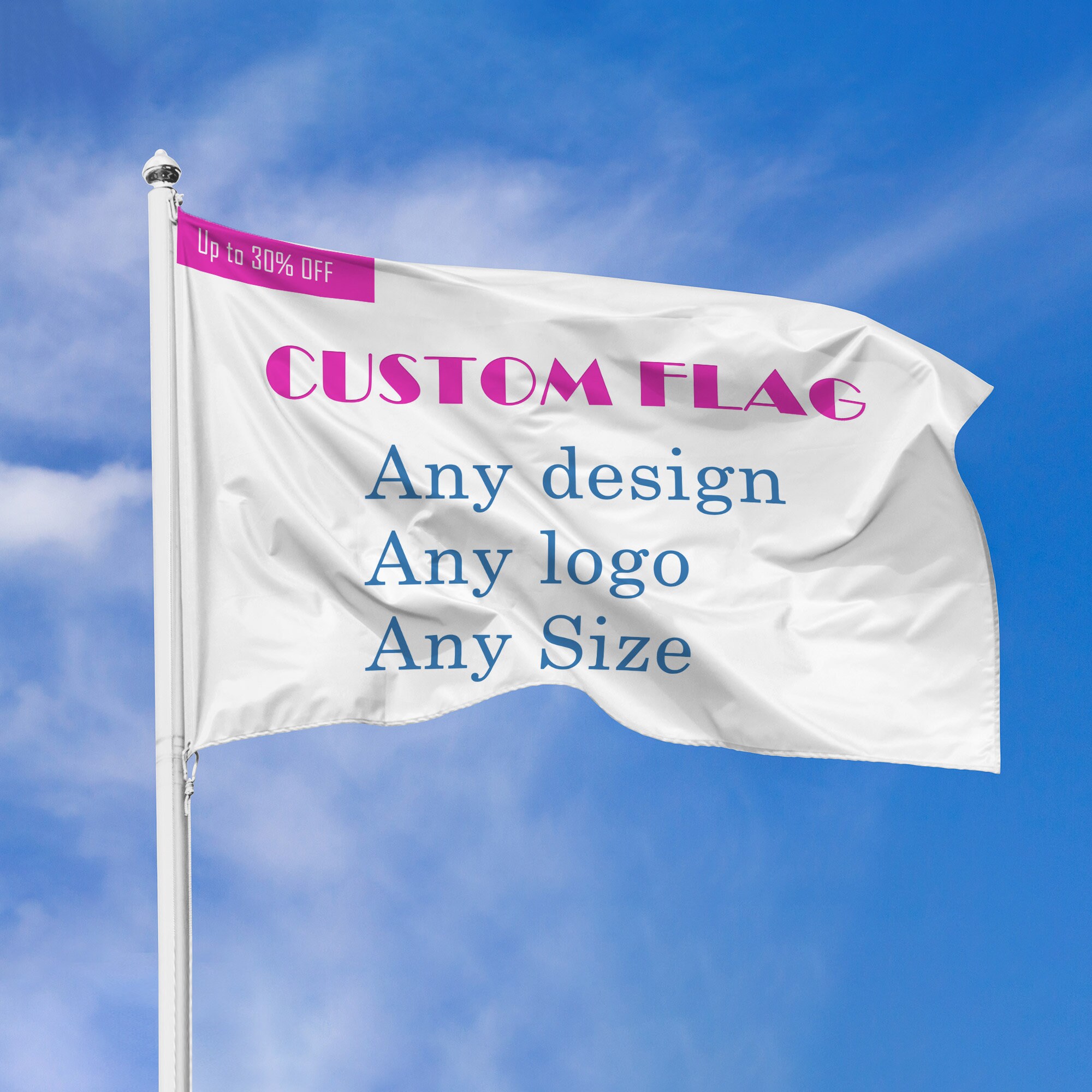 Personalized Flag With Any Size - Polyester- Single & Double Sided Advertising, Event Banner, Wall D