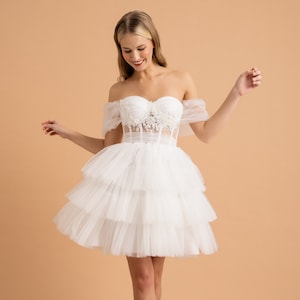 Off the shoulder white bridal shower dress cheap