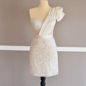 White sequin dress, bridal shower dress, courthouse wedding dress, reception dress for bride