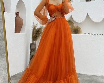 Orange Prom Dress - Etsy