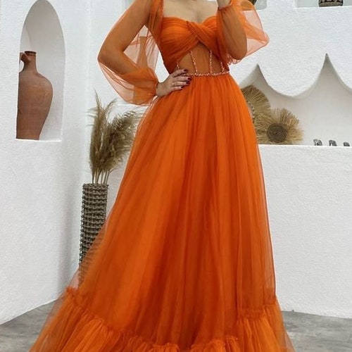Prom Dress Fairy Corset Burnt Orange Prom Dress Photoshoot Etsy