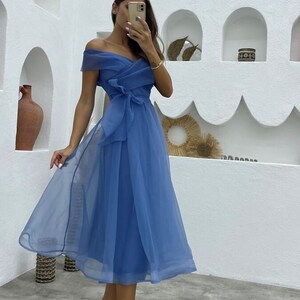 Reahearsal dinner dress, Tulle prom dress, tea length prom dress, skater dress for wedding guest, fluffy cocktail dress