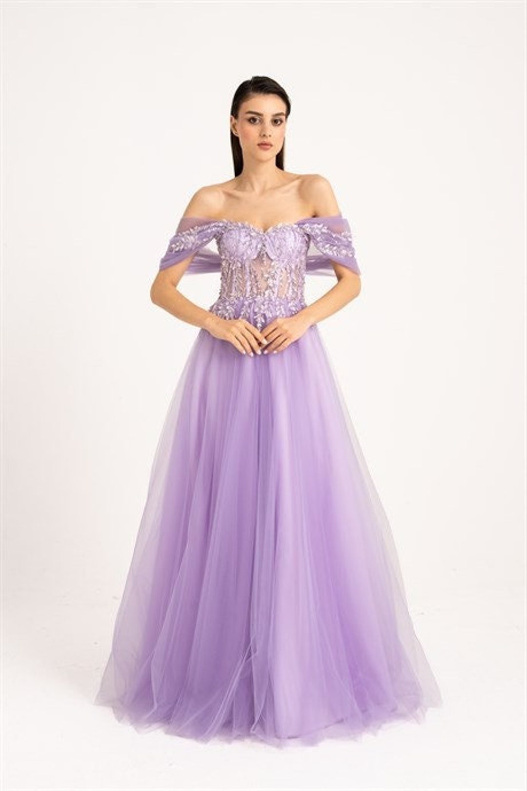 Cute Tiered Lavender Tulle Sweetheart Corset Prom Dress - VQ