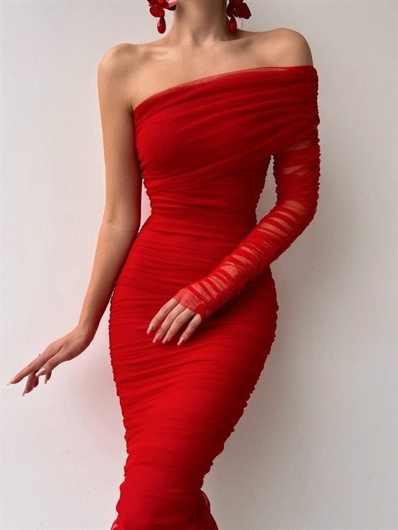 papelería Teórico Ingenioso Vestido de tul rojo elegante vestido de nochevieja vestido - Etsy España