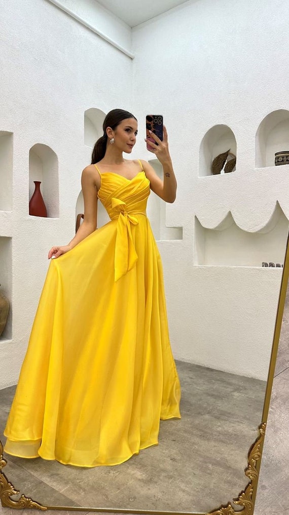 yellow chiffon dress