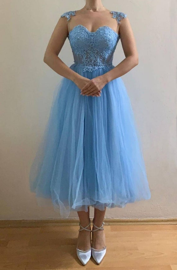 blue tulle dress