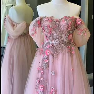 Fairy Corset Dress Prom Tulle Dress Flower Applique Dress - Etsy