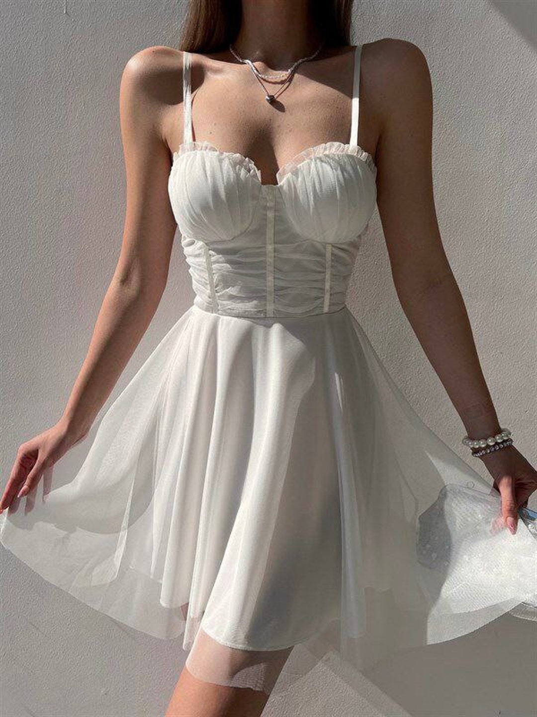 Short White Tulle Dress Bridal Shower Dress Bachelorette Party