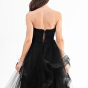 Ball Gown Black Red Corset Applique Lace Ruffle Evening Dress