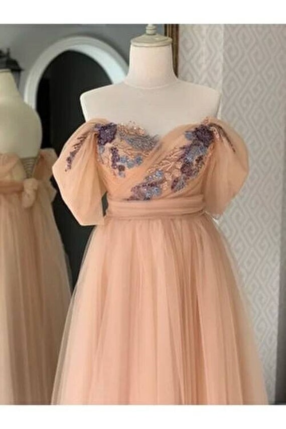 Ivory Tea Length Tulle Dress Short Prom Dress Ball Gown Wedding