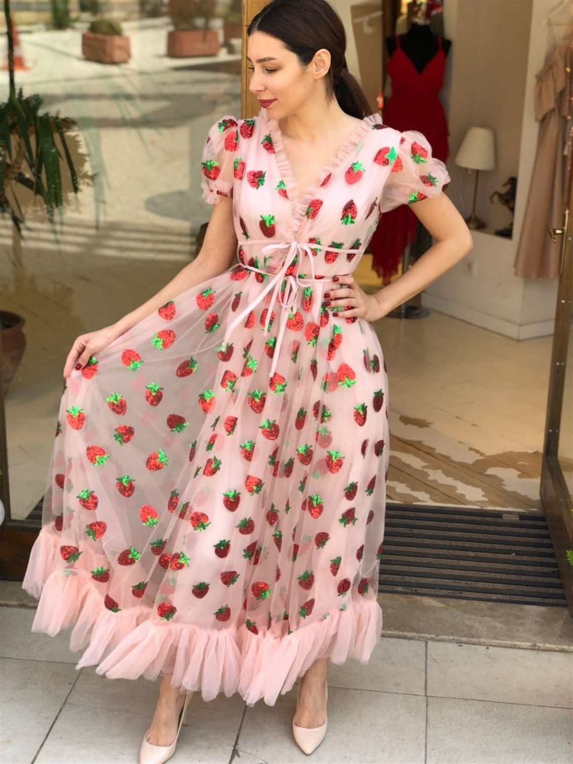 Strawberry Dress Tulle Prom Dress Teuta Matoshi Ball Gown Etsy