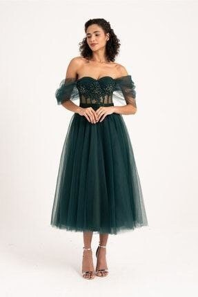Powdery tulle dress with corset top