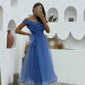 Reahearsal Dinner Dress Tulle Prom Dress Tea Length Prom - Etsy