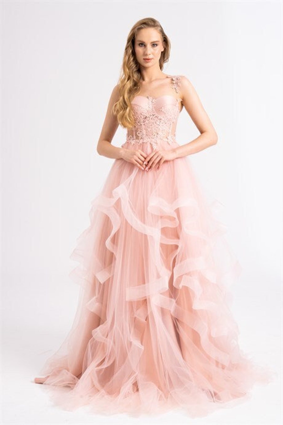 Corset Prom Pink Dress, Fairy Prom Dress, Fantasy Dress, Ball Gown, Tulle  Wedding Dress With Ruffles -  Canada