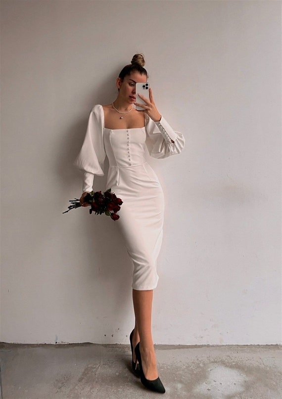 midi cocktail dress with sleeves