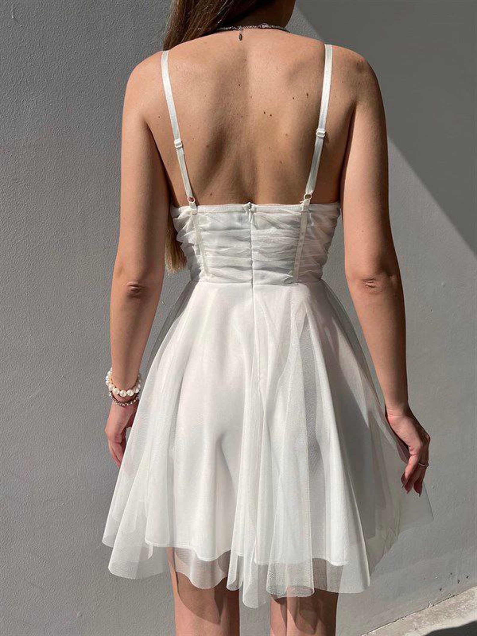 Short White Tulle Dress Bridal Shower Dress Bachelorette - Etsy