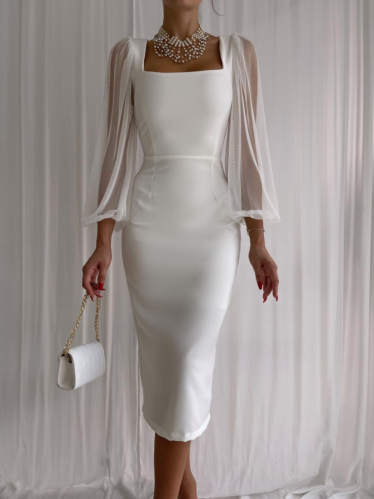 White Cocktail Dress Formal Dress for Women Minimalist - Etsy