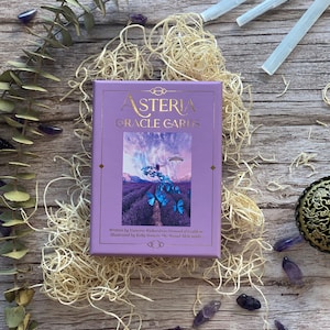 Baralho de cartas Asteria Oracle | Baralho Purple Oracle | Ferramentas de adivinhação | Baralho de mentalidade e orientação | Meditação | Autoconsciência | Rituais diários