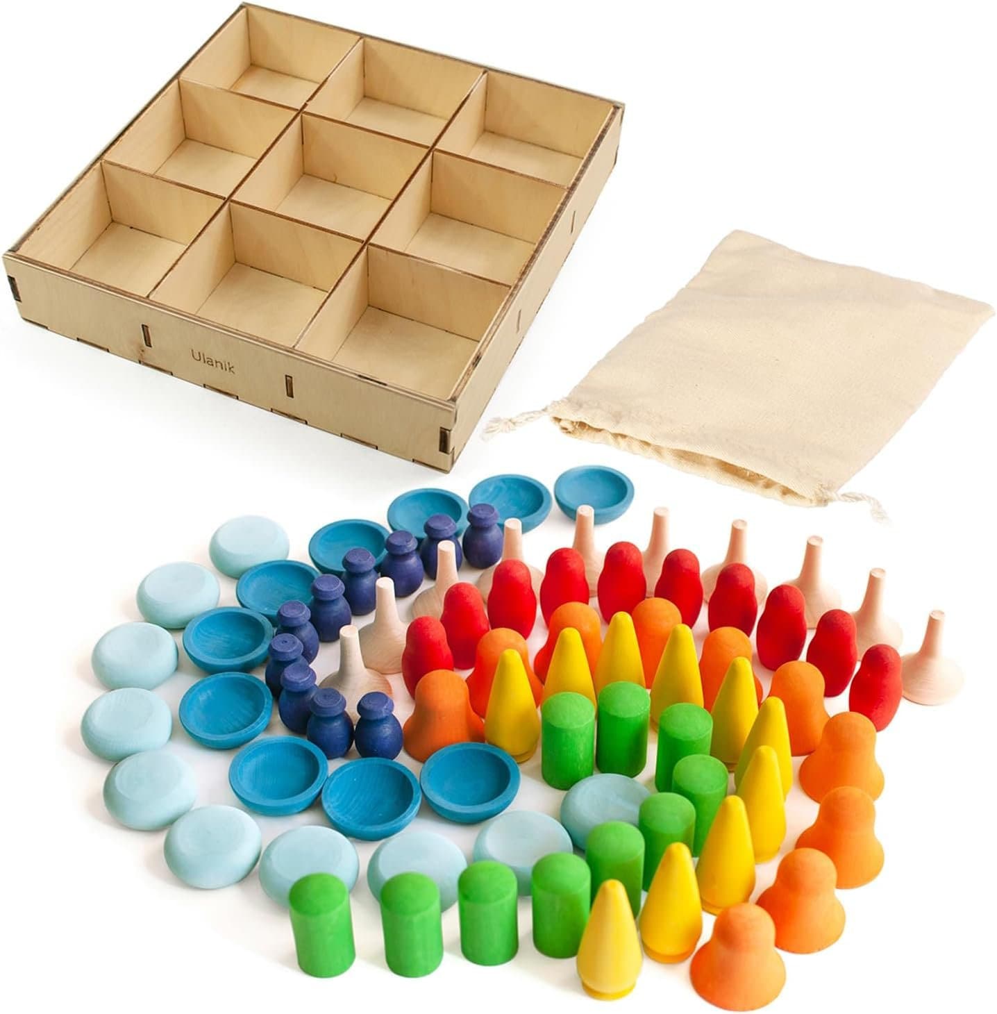 Ulanik Sorting Cups Toddler Montessori Toys for 3+ Year Old Wooden Sta