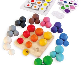 Ulanik Balls on Board Toddler Montessori Toys for 3 Year Old + Wooden Peg Sorter Game for Learning Color Sorting and Counting