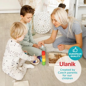 Ulanik Rainbow Balls in Cups Toddler Montessori Toys for 1 Wooden Matching Game for Learning Color Sorting and Counting zdjęcie 3