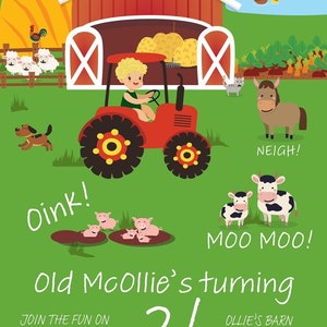 Farm Birthday Invites (DIGITAL or PRINTED)