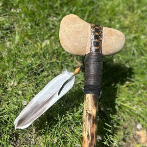 Stone War Club -Rattlesnake Skin Wrapped