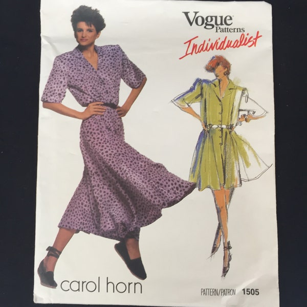 Uncut vintage Carol Horn Vogue pattern 1505 in size 10 for a dress or jumpsuit