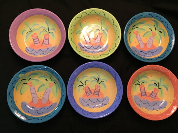 Susan Painter Beachwear Pottery Set of 6 Cereal Salad or - Etsy