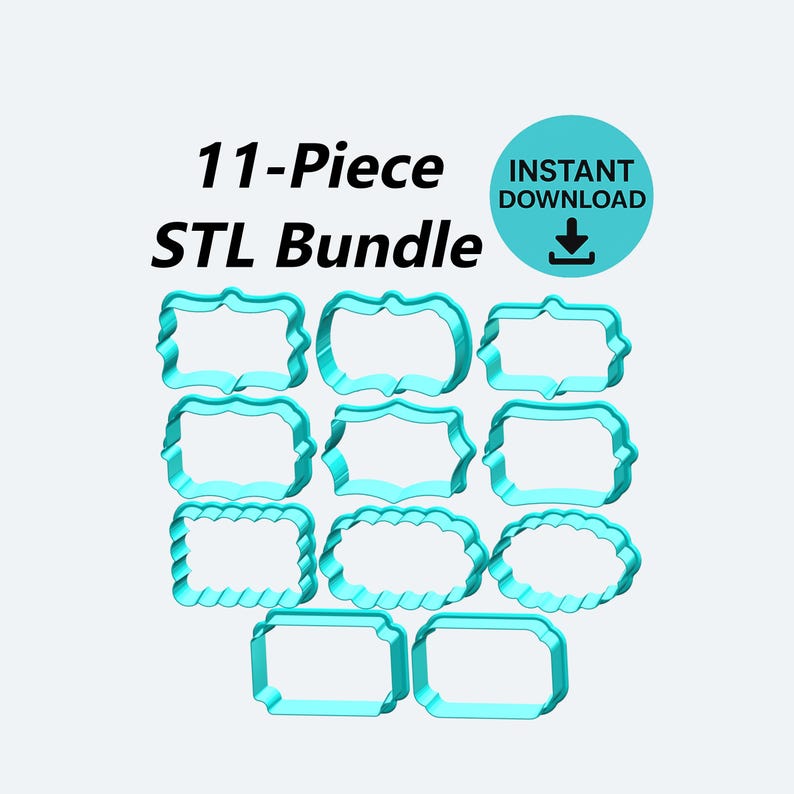 Fancy Plaque Cookie Cutter STL Bundle – Digital Download image 1