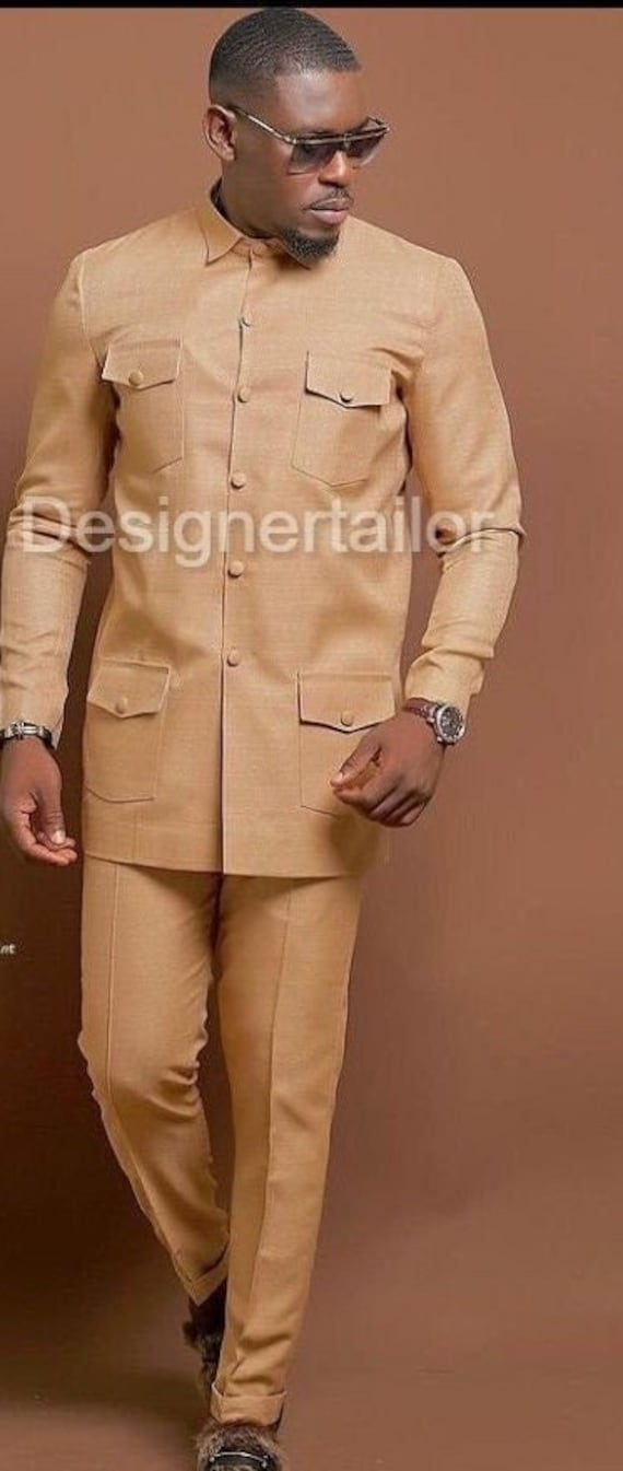 Buy Designertailor Beige Safari Suit for Mens Clothing Traditional Designer  Party Wear Special Two Piece Set Online in India 