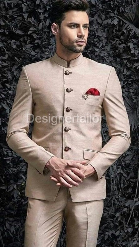 Light Fawn color Designer Bandhgala Jodhpuri Suit – Rajanyas