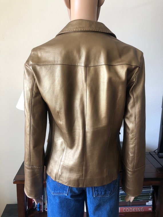 Vintage, Bronze Leather Jacket, Size 8 Gem