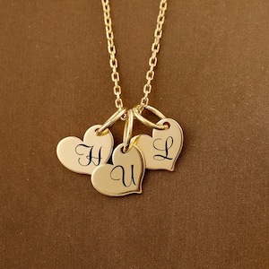 Personalized Heart Necklace, Custom Initial Necklace, Gold Letter Pendant 14k Gold Dainty Necklace Jewelry Gift for Mom, Wife, Girlfriend