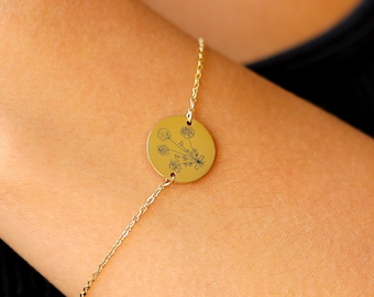 Flower Bracelet Personalized Jewelry Gift for Family - Birth Month Flower Bouquet Bracelets