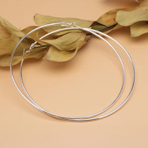 Large Silver Hoop Earrings 100mm Thin Hoops Hypoallergenic Big Silver Hoop for Women Lightweight Statement Earrings 4inch Hoops