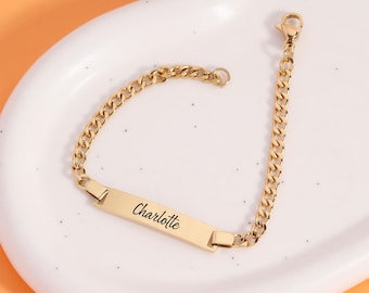 Personalized Baby Bracelet: Custom Name, Gold or Silver, Child ID