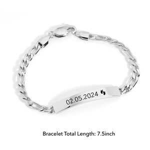 New born ID Bracelet with Engraving gift for new dad Silver 925 / Gold