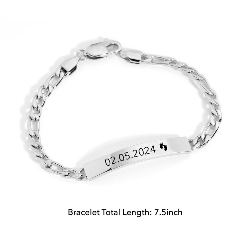 New born ID Bracelet with Engraving gift for new dad Silver 925 / Gold